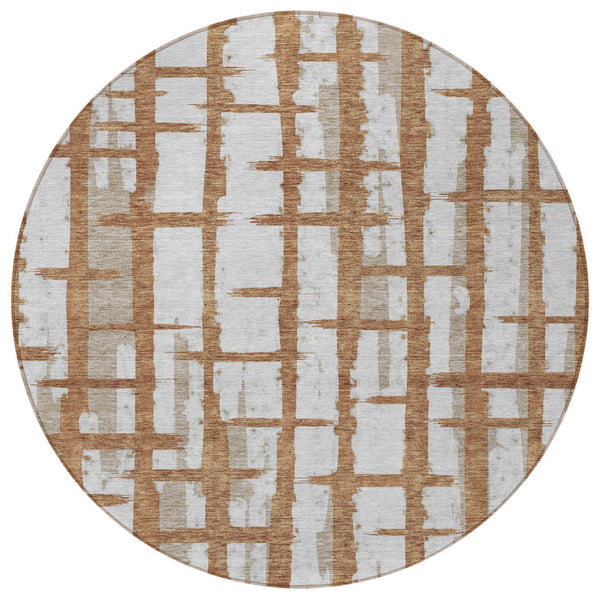 Homeroots 3' Stylish Artichoke Green & Gray Striped Washable Area Rug For Indoor And Outdoor Spaces 8' Round Polyester 591227