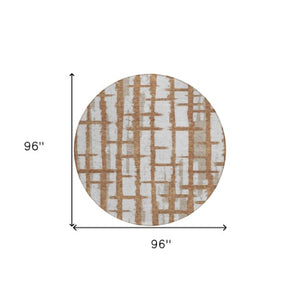 Homeroots 3' Stylish Artichoke Green & Gray Striped Washable Area Rug For Indoor And Outdoor Spaces 8' Round Polyester 591227