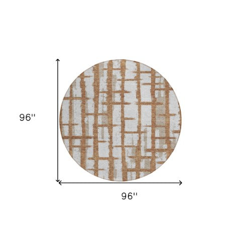 Homeroots 3' Stylish Artichoke Green & Gray Striped Washable Area Rug For Indoor And Outdoor Spaces 8' Round Polyester 591227