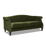 English Elm Elaine 77" Camel Back Small Space Sofa, Olive Green Performance Velvet