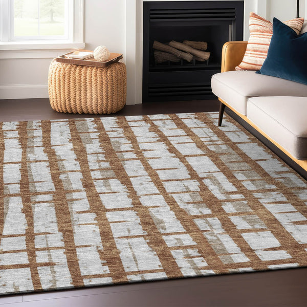 Homeroots 3' Stylish Artichoke Green & Gray Striped Washable Area Rug For Indoor And Outdoor Spaces 10' X 14' Polyester 591230