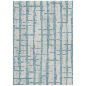 Homeroots 3' Stylish Artichoke Green & Gray Striped Washable Area Rug For Indoor And Outdoor Spaces 3' X 5' Polyester 591231