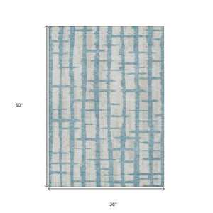 Homeroots 3' Stylish Artichoke Green & Gray Striped Washable Area Rug For Indoor And Outdoor Spaces 3' X 5' Polyester 591231
