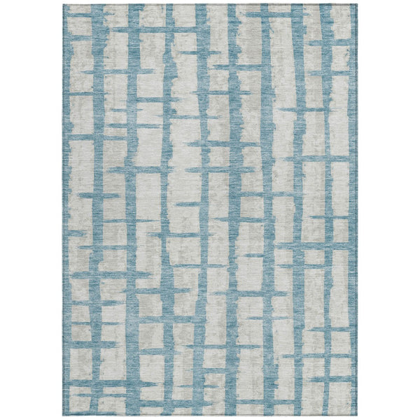 Homeroots 3' Stylish Artichoke Green & Gray Striped Washable Area Rug For Indoor And Outdoor Spaces 5' X 8' Polyester 591232