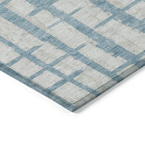 Homeroots 3' Stylish Artichoke Green & Gray Striped Washable Area Rug For Indoor And Outdoor Spaces 5' X 8' Polyester 591232