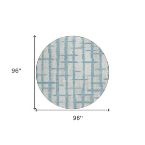 Homeroots 3' Stylish Artichoke Green & Gray Striped Washable Area Rug For Indoor And Outdoor Spaces 8' Round Polyester 591233