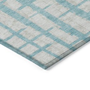 Homeroots 3' Stylish Artichoke Green & Gray Striped Washable Area Rug For Indoor And Outdoor Spaces 3' X 5' Polyester 591237