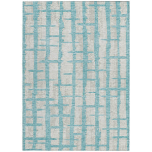 Homeroots 3' Stylish Artichoke Green & Gray Striped Washable Area Rug For Indoor And Outdoor Spaces 9' X 12' Polyester 591241