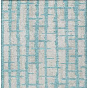 Homeroots 3' Stylish Artichoke Green & Gray Striped Washable Area Rug For Indoor And Outdoor Spaces 9' X 12' Polyester 591241