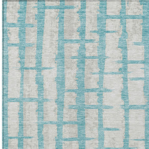 Homeroots 3' Stylish Artichoke Green & Gray Striped Washable Area Rug For Indoor And Outdoor Spaces 10' X 14' Polyester 591242