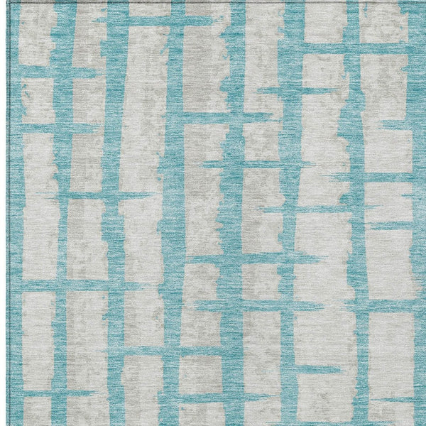 Homeroots 3' Stylish Artichoke Green & Gray Striped Washable Area Rug For Indoor And Outdoor Spaces 10' X 14' Polyester 591242