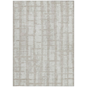 Homeroots 3' Stylish Artichoke Green & Gray Striped Washable Area Rug For Indoor And Outdoor Spaces 3' X 5' Polyester 591243