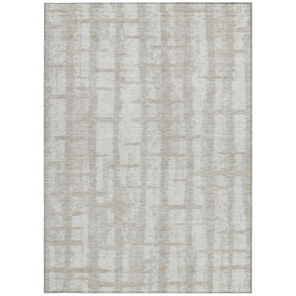 Homeroots 3' Stylish Artichoke Green & Gray Striped Washable Area Rug For Indoor And Outdoor Spaces 3' X 5' Polyester 591243