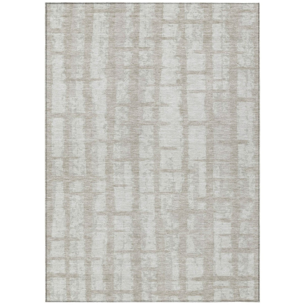 HomeRoots 5' Taupe and Beige Striped Indoor Outdoor Area Rug - Durable, Washable, Perfect for Busy Homes 5' X 8' 591244