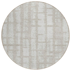 HomeRoots 5' Taupe and Beige Striped Indoor Outdoor Area Rug - Durable, Washable, Perfect for Busy Homes 8' Round 591245