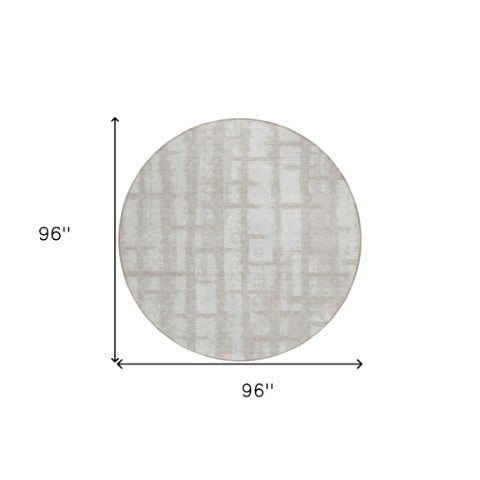 Homeroots 3' Stylish Artichoke Green & Gray Striped Washable Area Rug For Indoor And Outdoor Spaces 8' Round Polyester 591245