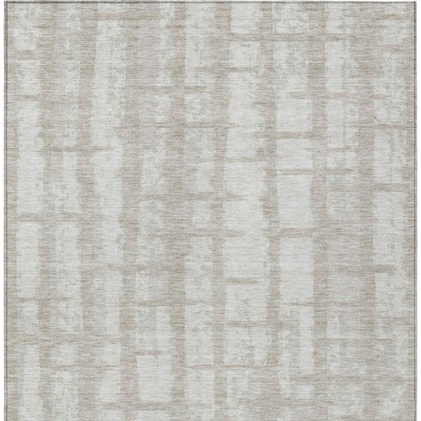 Homeroots 3' Stylish Artichoke Green & Gray Striped Washable Area Rug For Indoor And Outdoor Spaces 8' X 10' Polyester 591246