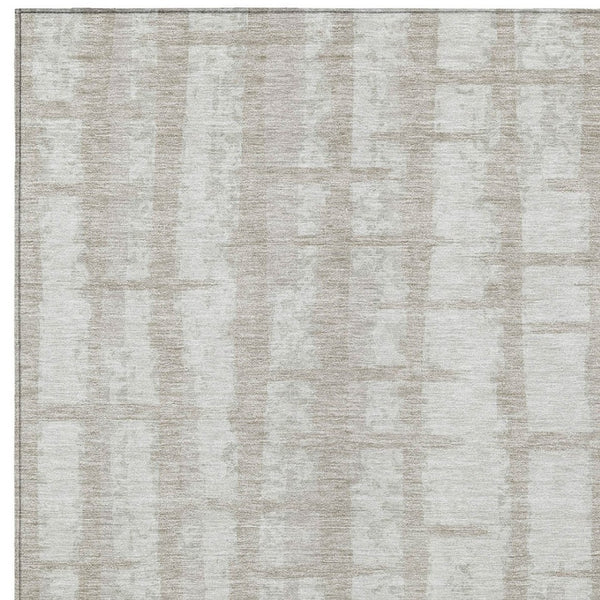 Homeroots 3' Stylish Artichoke Green & Gray Striped Washable Area Rug For Indoor And Outdoor Spaces 8' X 10' Polyester 591246
