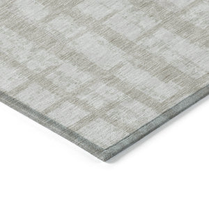 Homeroots 3' Stylish Artichoke Green & Gray Striped Washable Area Rug For Indoor And Outdoor Spaces 9' X 12' Polyester 591247