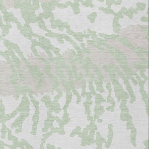 Homeroots 3' Artichoke Green Beige Ivory Animal Print Washable Indoor Outdoor Area Rug For Stylish Spaces 3' X 5' Polyester 591249