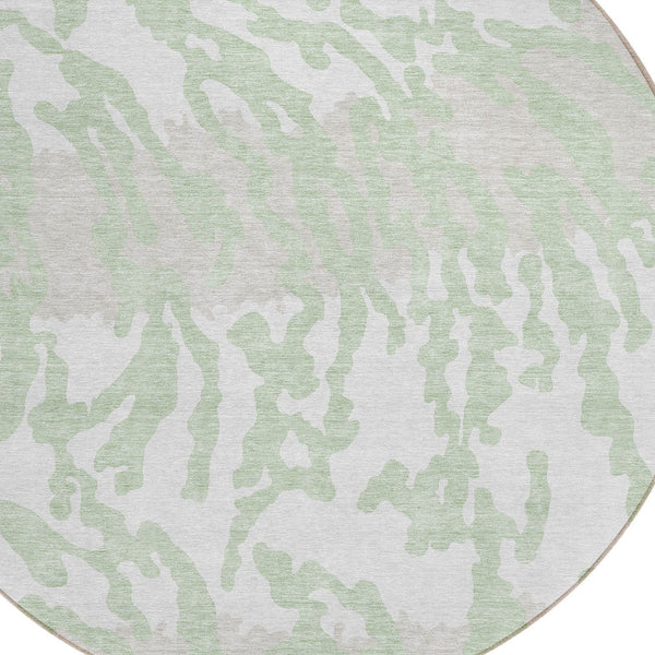 Homeroots 3' Artichoke Green Beige Ivory Animal Print Washable Indoor Outdoor Area Rug For Stylish Spaces 8' Round Polyester 591251
