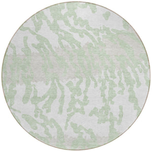Homeroots 3' Artichoke Green Beige Ivory Animal Print Washable Indoor Outdoor Area Rug For Stylish Spaces 8' Round Polyester 591251