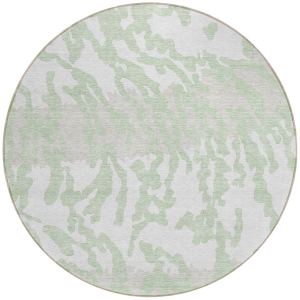 Homeroots 3' Artichoke Green Beige Ivory Animal Print Washable Indoor Outdoor Area Rug For Stylish Spaces 8' Round Polyester 591251