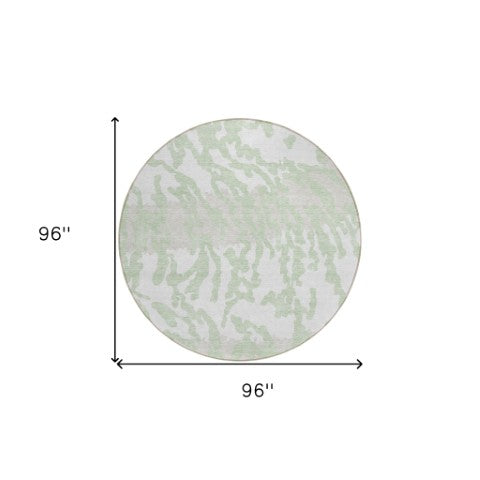 Homeroots 3' Artichoke Green Beige Ivory Animal Print Washable Indoor Outdoor Area Rug For Stylish Spaces 8' Round Polyester 591251