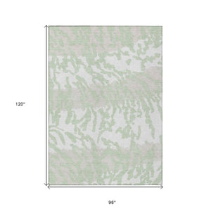 Homeroots 3' Artichoke Green Beige Ivory Animal Print Washable Indoor Outdoor Area Rug For Stylish Spaces 8' X 10' Polyester 591252