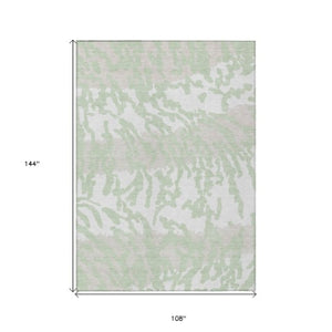 Homeroots 3' Artichoke Green Beige Ivory Animal Print Washable Indoor Outdoor Area Rug For Stylish Spaces 9' X 12' Polyester 591253