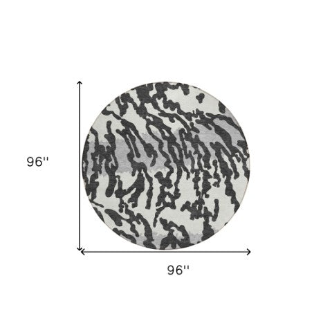 Homeroots 3' Artichoke Green Beige Ivory Animal Print Washable Indoor Outdoor Area Rug For Stylish Spaces 8' Round Polyester 591257