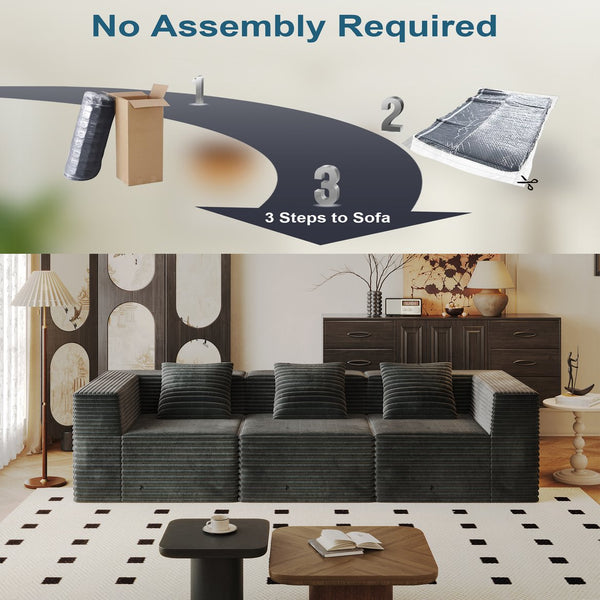 English Elm Modular Sectional Couch - No Assembly Needed, Deep Seat Memory Foam Sofa For Modern Living Spaces W3434S00024