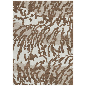 Homeroots 3' Artichoke Green Beige Ivory Animal Print Washable Indoor Outdoor Area Rug For Stylish Spaces 5' X 8' Polyester 591262