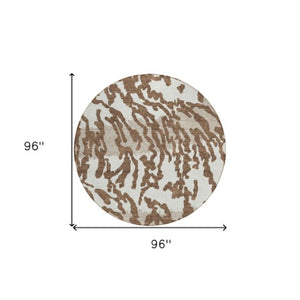 Homeroots 3' Artichoke Green Beige Ivory Animal Print Washable Indoor Outdoor Area Rug For Stylish Spaces 8' Round Polyester 591263