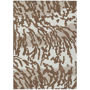HomeRoots 5' Stylish Chocolate Beige and Ivory Animal Print Washable Area Rug for Indoor and Outdoor Spaces 8' X 10' 591264