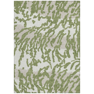 Homeroots 3' Artichoke Green Beige Ivory Animal Print Washable Indoor Outdoor Area Rug For Stylish Spaces 5' X 8' Polyester 591268