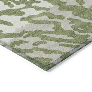 Homeroots 3' Artichoke Green Beige Ivory Animal Print Washable Indoor Outdoor Area Rug For Stylish Spaces 5' X 8' Polyester 591268