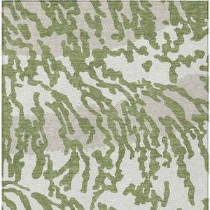 Homeroots 3' Artichoke Green Beige Ivory Animal Print Washable Indoor Outdoor Area Rug For Stylish Spaces 5' X 8' Polyester 591268