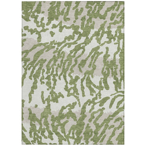 Homeroots 3' Artichoke Green Beige Ivory Animal Print Washable Indoor Outdoor Area Rug For Stylish Spaces 8' X 10' Polyester 591270