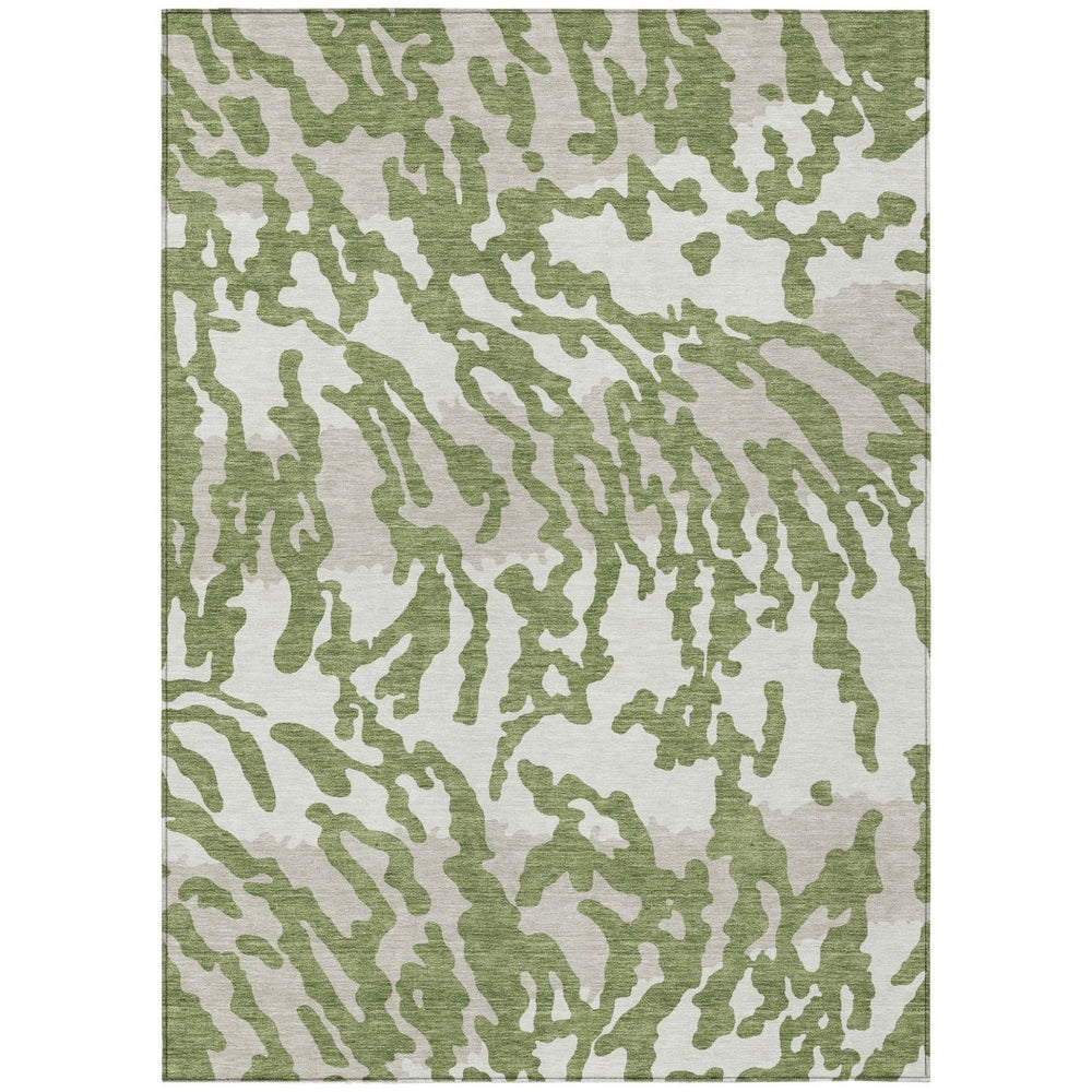 HomeRoots 9' Bold Green, Gray & Ivory Animal Print Indoor-Outdoor Area Rug – Durable, Washable, Stylish Design 9' X 12' 591271