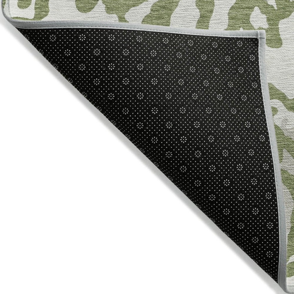 HomeRoots 9' Bold Green, Gray & Ivory Animal Print Indoor-Outdoor Area Rug – Durable, Washable, Stylish Design 9' X 12' 591271