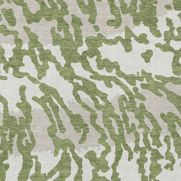 Homeroots 3' Artichoke Green Beige Ivory Animal Print Washable Indoor Outdoor Area Rug For Stylish Spaces 9' X 12' Polyester 591271