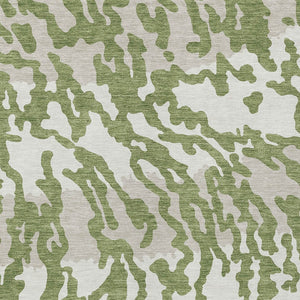 Homeroots 3' Artichoke Green Beige Ivory Animal Print Washable Indoor Outdoor Area Rug For Stylish Spaces 10' X 14' Polyester 591272