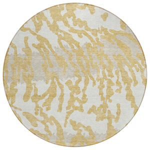 Homeroots 3' Artichoke Green Beige Ivory Animal Print Washable Indoor Outdoor Area Rug For Stylish Spaces 8' Round Polyester 591275