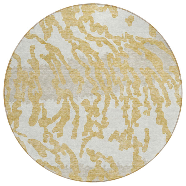 Homeroots 3' Artichoke Green Beige Ivory Animal Print Washable Indoor Outdoor Area Rug For Stylish Spaces 8' Round Polyester 591275