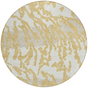 Homeroots 3' Artichoke Green Beige Ivory Animal Print Washable Indoor Outdoor Area Rug For Stylish Spaces 8' Round Polyester 591275