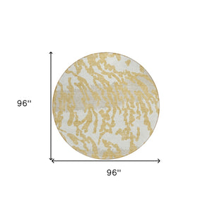 Homeroots 3' Artichoke Green Beige Ivory Animal Print Washable Indoor Outdoor Area Rug For Stylish Spaces 8' Round Polyester 591275