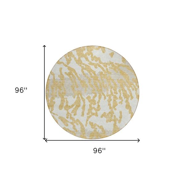 Homeroots 3' Artichoke Green Beige Ivory Animal Print Washable Indoor Outdoor Area Rug For Stylish Spaces 8' Round Polyester 591275