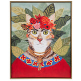 Madison Park Pet Portrait Casual Bohemian Cat In Forest Framed Canvas Wall Art ID95C-0041 Bohemian Cat