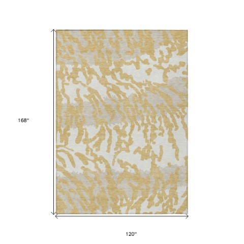 Homeroots 3' Artichoke Green Beige Ivory Animal Print Washable Indoor Outdoor Area Rug For Stylish Spaces 10' X 14' Polyester 591278